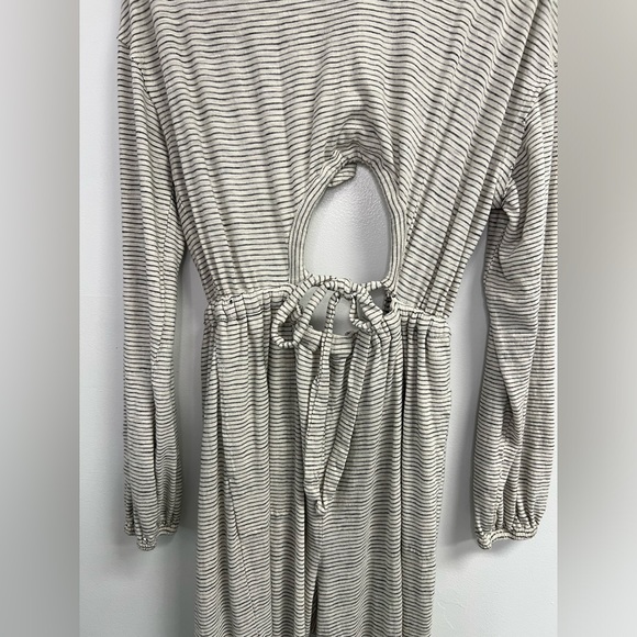 Free People This Is Your Sunday Striped Cutout Jumpsuit Size S Grey/White - Picture 13 of 13